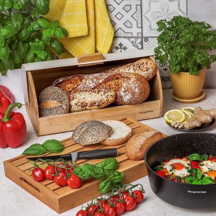 Nowoczesny Chlebak Bambusowy Konighoffer Beżowy Elegancki Matowy