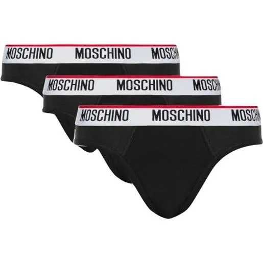 MOSCHINO męskie slipy 3 PAK majtek w pudełku BLACK