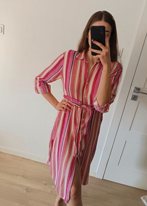 Lniana sukienka w paski