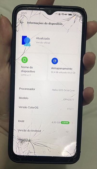 OPPO A17 64 GB Azul — Funcional, com Ecrã Partido