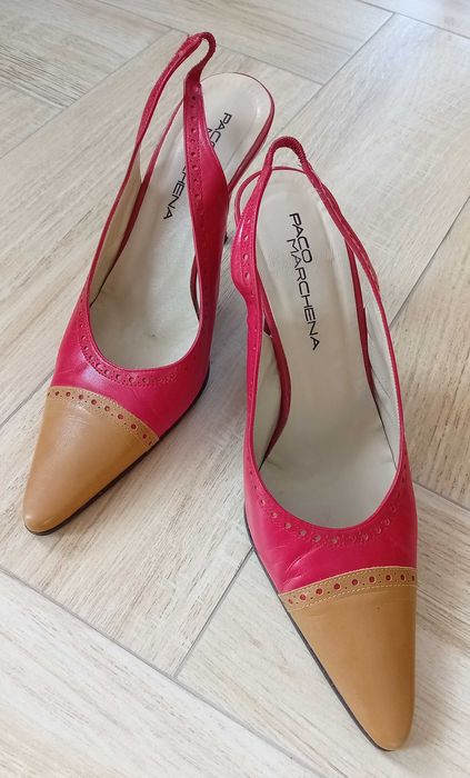 skórzane szpilki czerwone Noname 39