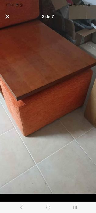 Cherry Wood Coffee Table with Two Included Poufs64740550788610124