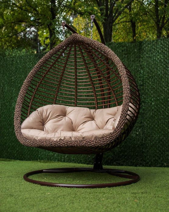 Качели двойные- Дабл. Кресло КОКОН Подвесное. плетение из ротанга