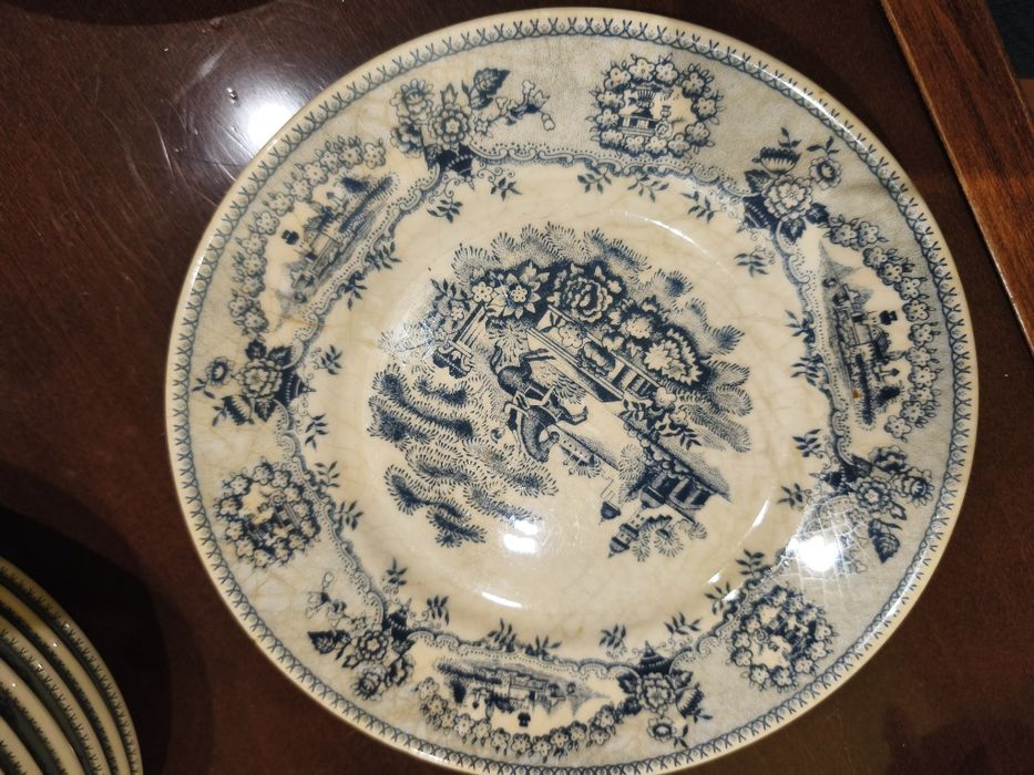 Vintage, conjunto de 22 pratos e saladeira estilo inglês,