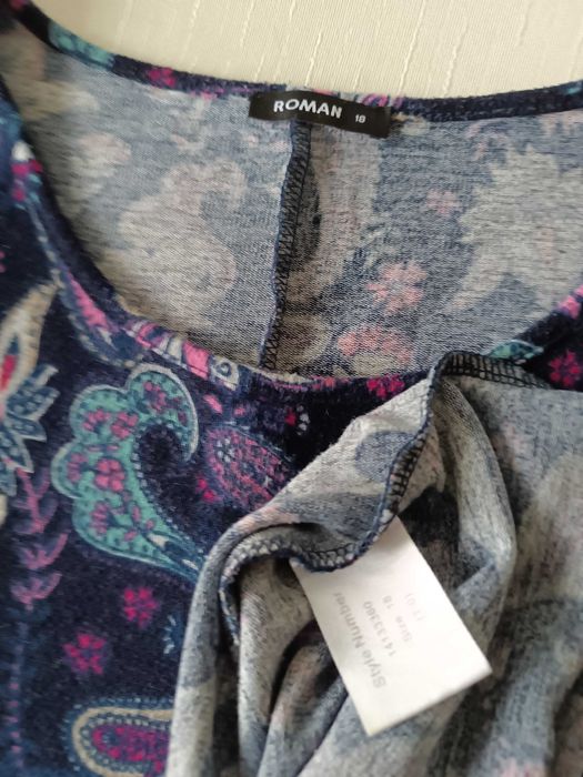 р 18 євро 46 / 52-54 синє плаття сукня в пейслі трикотаж велике батал