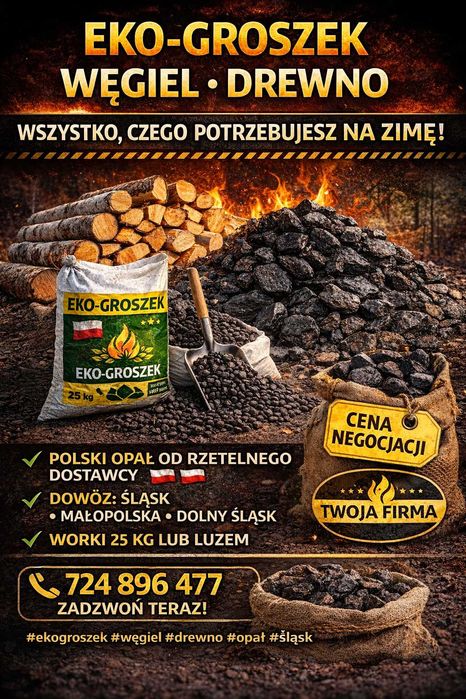 Węgiel Groszek Orzech Kostka Drewno Opałowe Kominkowe Suche