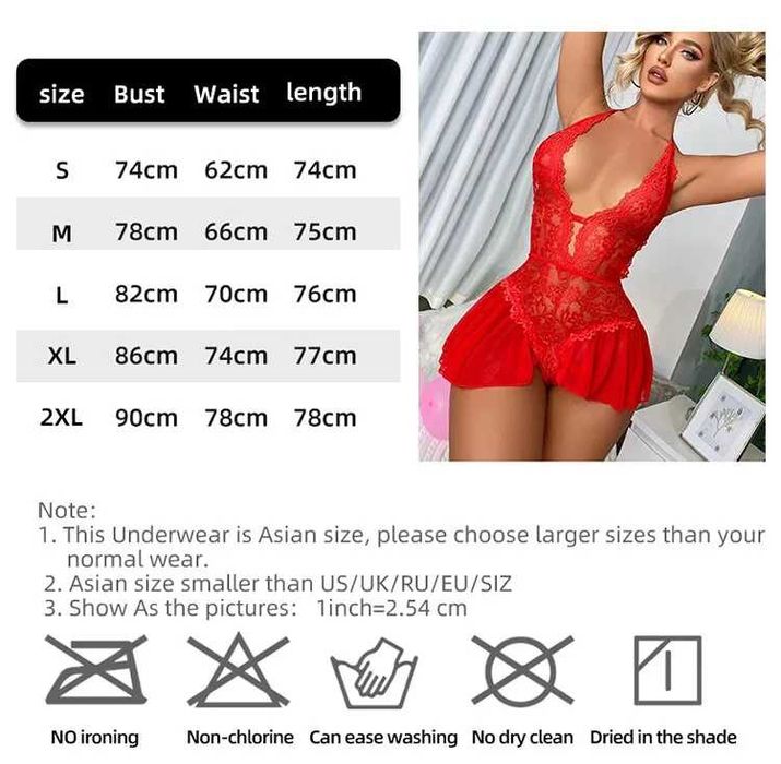 Koronkowe damskie seksowne body w kolorze czerwonym rozmiar XL