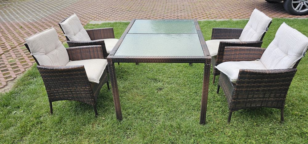 Meble ogrodowe ratanowe brąz 90x130 krzesła
