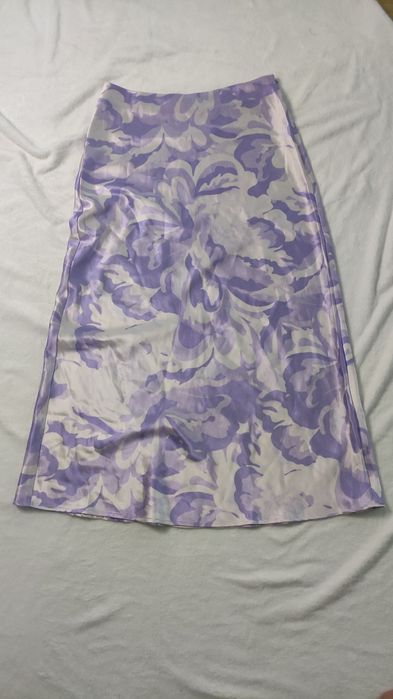 Spódnica długa biało fioletowa