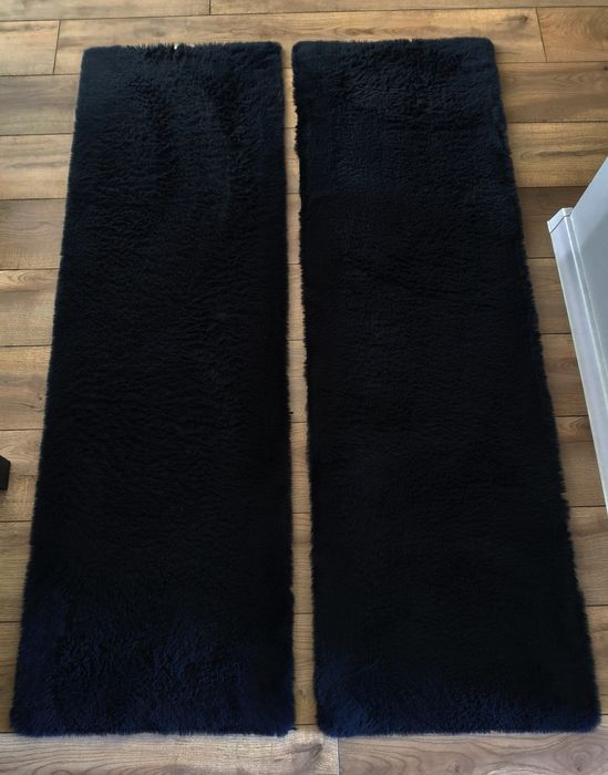 Dywan chodnik futro 50x160 2szt. czarne