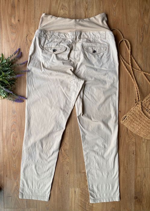 Spodnie proste ciazowe kremowe bezowe 42 HM H&M Mama