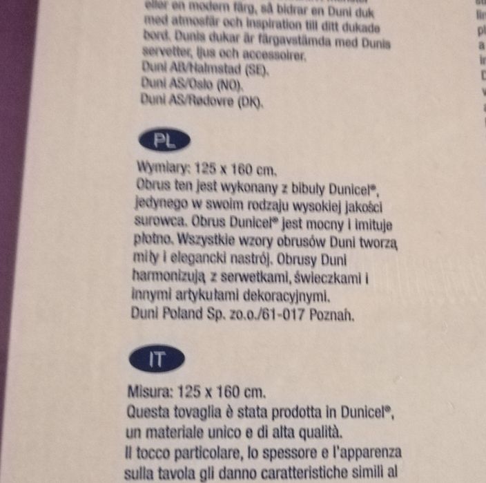 Obrus Duni, Dunicel, 5 szt. 125x160 cm, kremowy