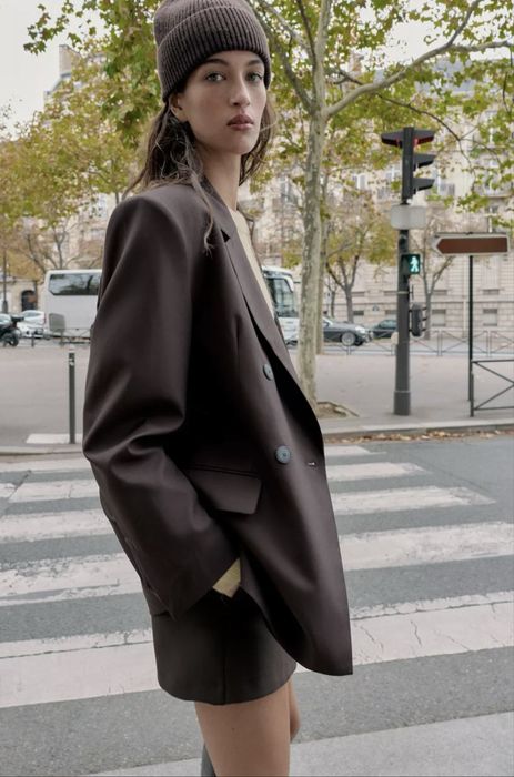Пиджак Zara оверсайз коричневый