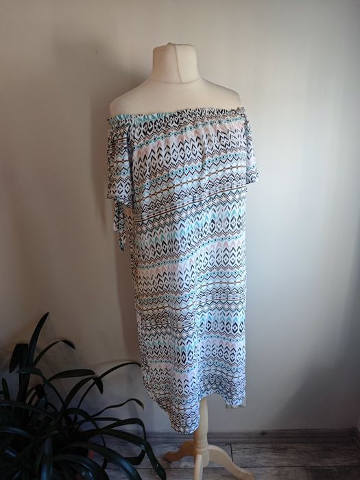 Sukienka letnia plażowa 100% rayon 12 M&G moda L zwiewna