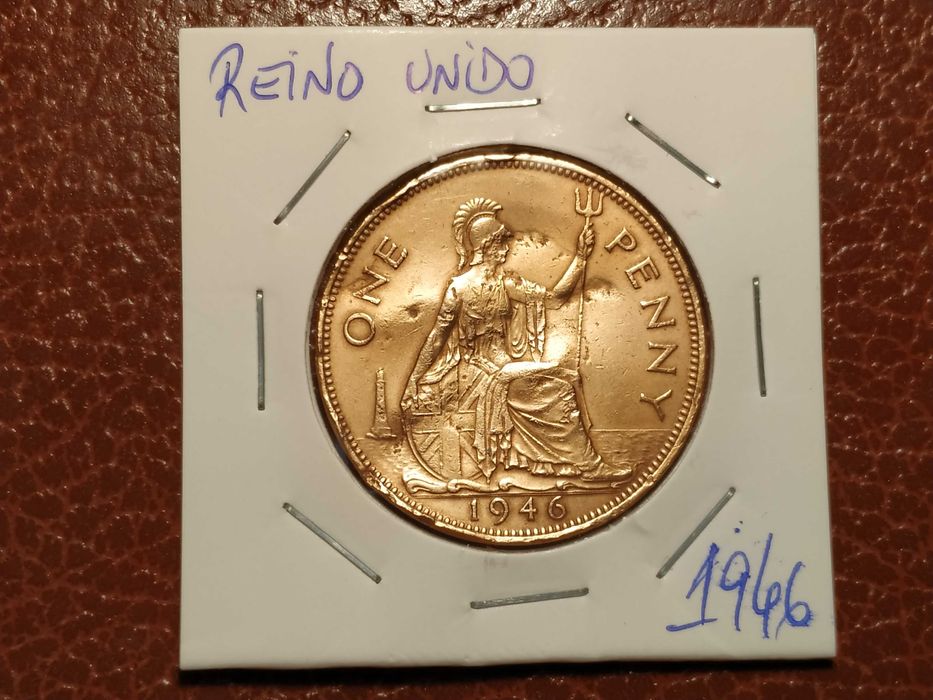 317 Reino Unido - moeda de one penny de 1946