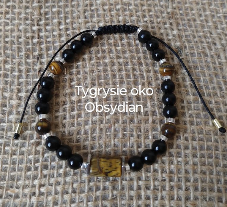 Bransoletka tygrysie oko, obsydian