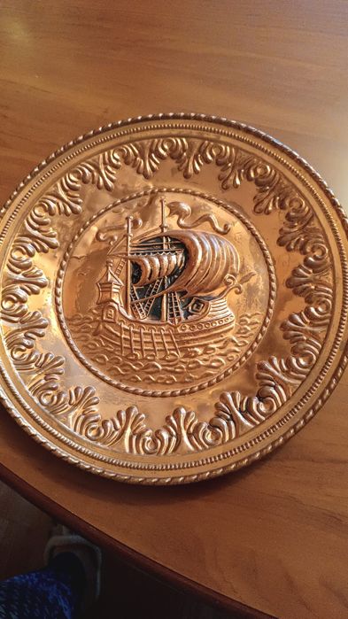 Talerz ozdobny miedziany