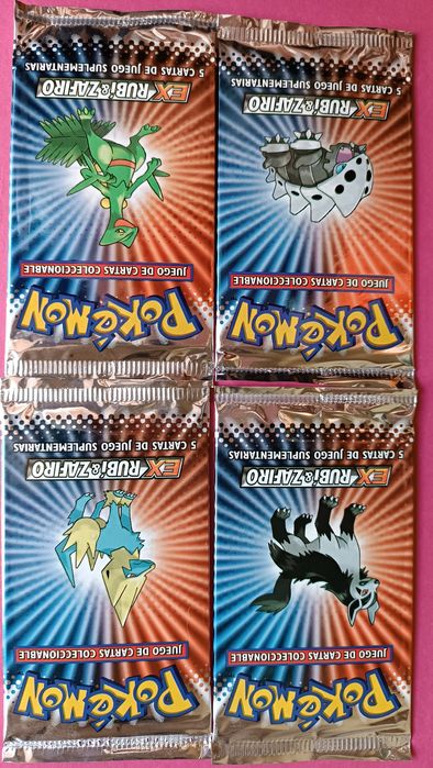 Pokémon Selados conjunto 4 boosters Ex Ruby & Sapphire Art Set 2004
