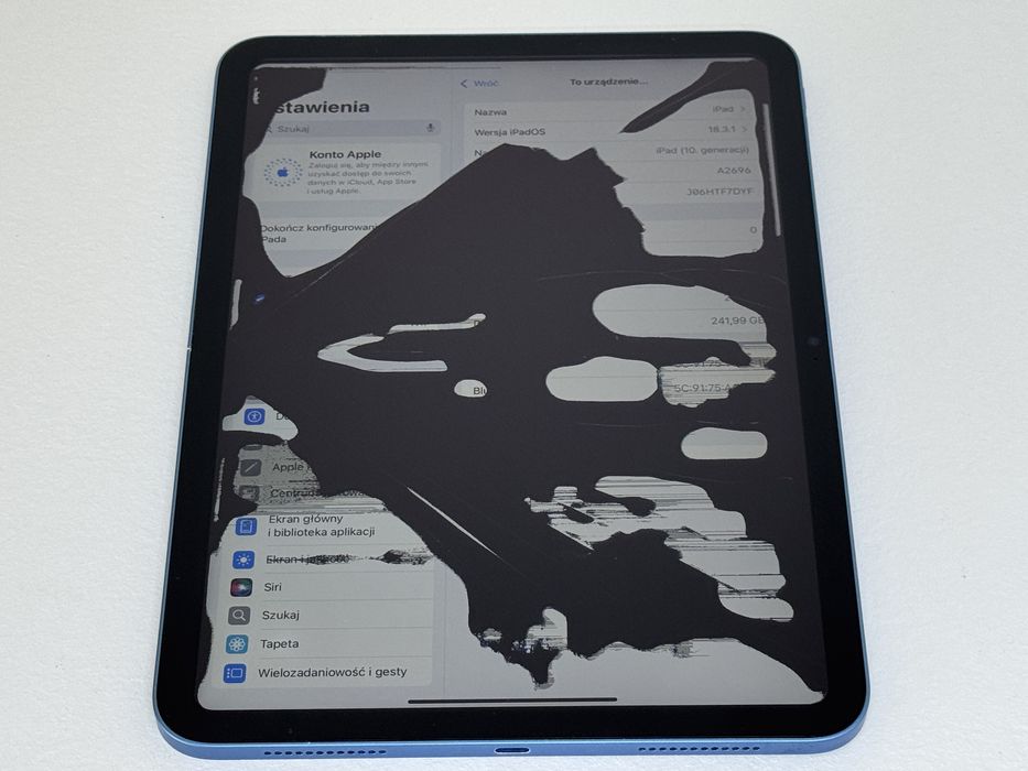 iPad 10. gen. 256GB (A2696) - wylany wyswietlacz - faktura VAT 23%
