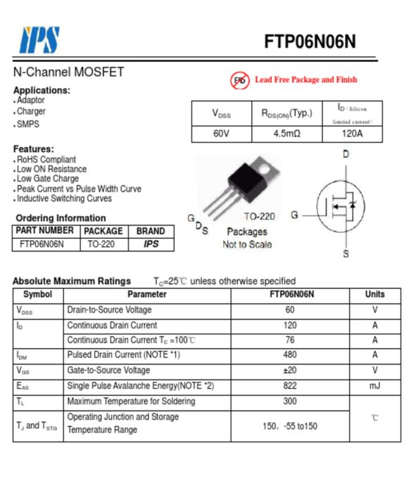 Транзистор FTP06n06n