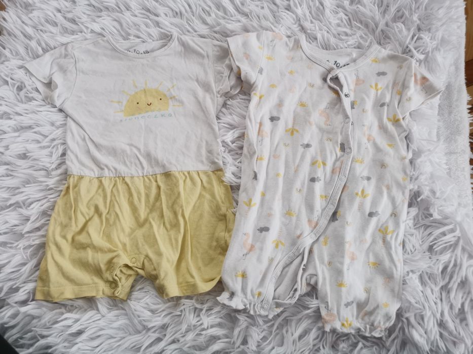 5.10.15, 2pak rampers zolty biały 80 kombinezon na lato