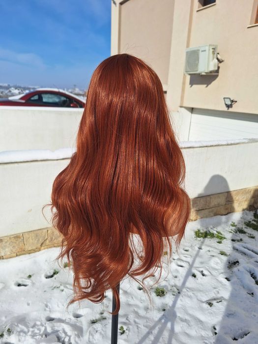 Peruka Kręcona Długa Ruda Na Koronkowej Siatce Lace Front Wig
