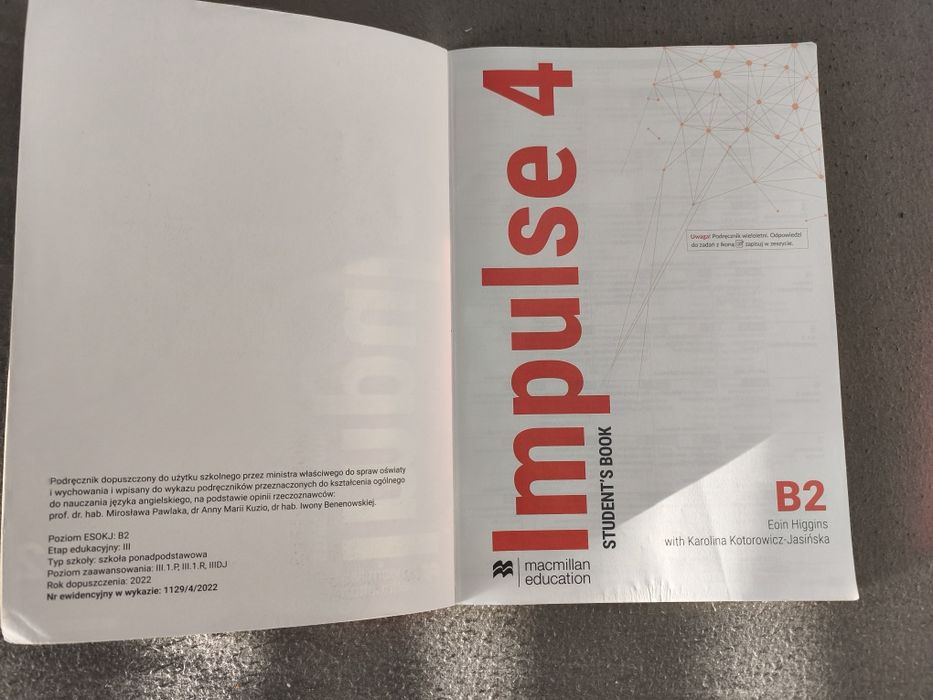 Podręcznik i ćwiczenia do języka angielskiego Impulse 4, B2