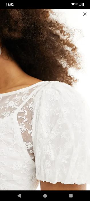 ASOS Koronkowa sukienka maxi 36 w kolorze kości słoniowej z bufkami