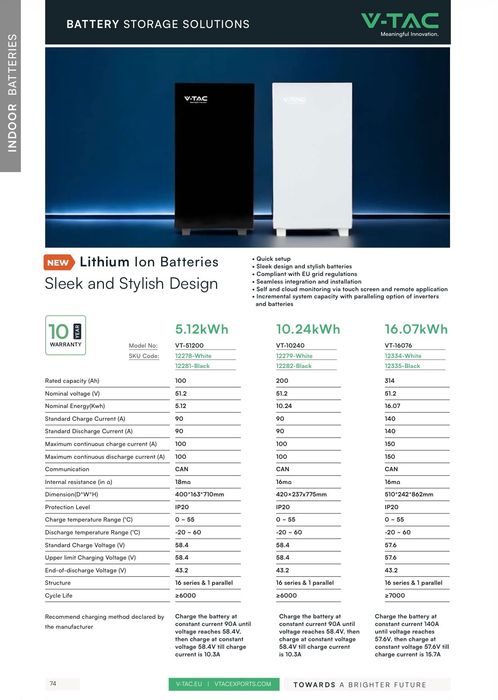 Bateria V-TAC 16.07KWH, Bateria Solar