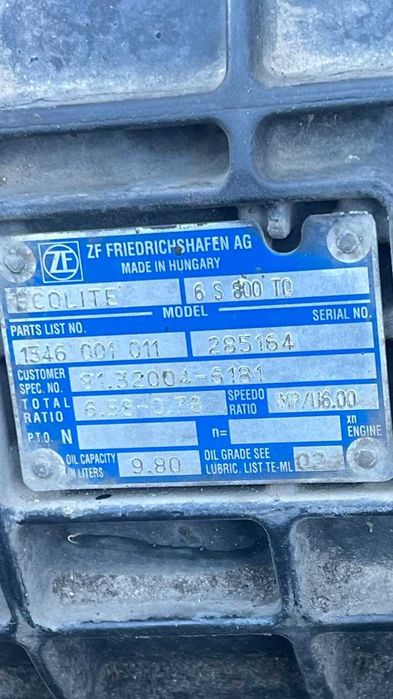 Коробка передач zf 6s800 MAN TGL 2016 Euro 6 81320046181