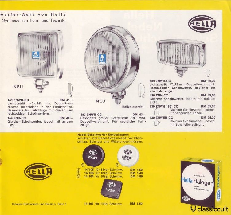 Faróis Nevoeiro Hella 139 - Porsche Mercedes SL Clássico