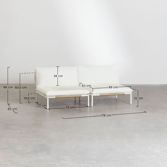 Sklum Sofá de jardim modular de 2 peças e pufe Cor Beige de Amêndoa