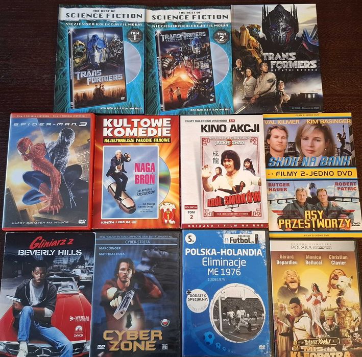 Zestaw filmów dvd m.in Transformers, spider-man ; król smoków, asterix