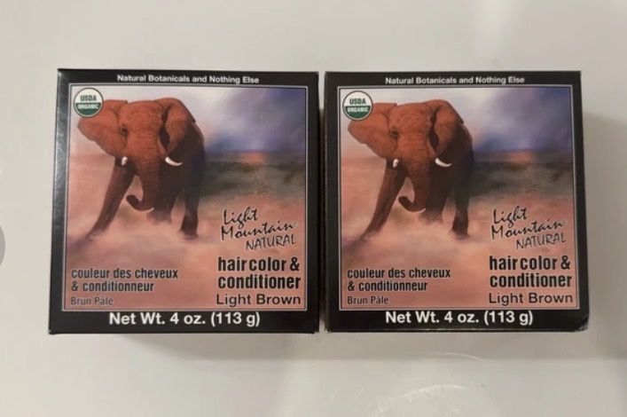 2 opakowania 113g Light Mountain Słoń jasny brąz light brown jasny brąz henna farba ziołowa