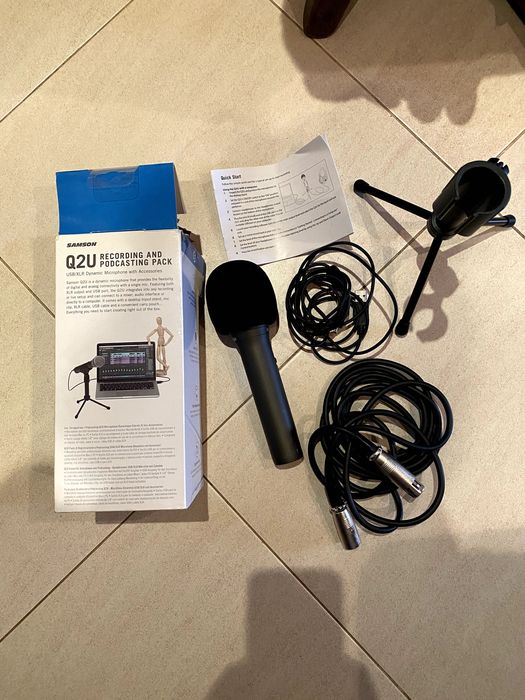 Microfone c/acessórios para Podcast e Gravação SAMSON Q2U-USB/XLR NOVO