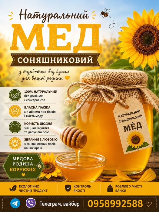 Продам мед соняшниковий