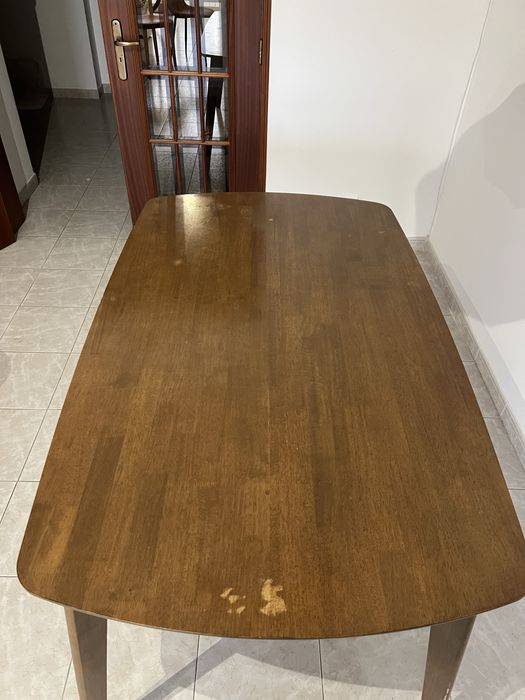 Mesa de Jantar em Madeira Escura 150x90 cm – Bom Estado