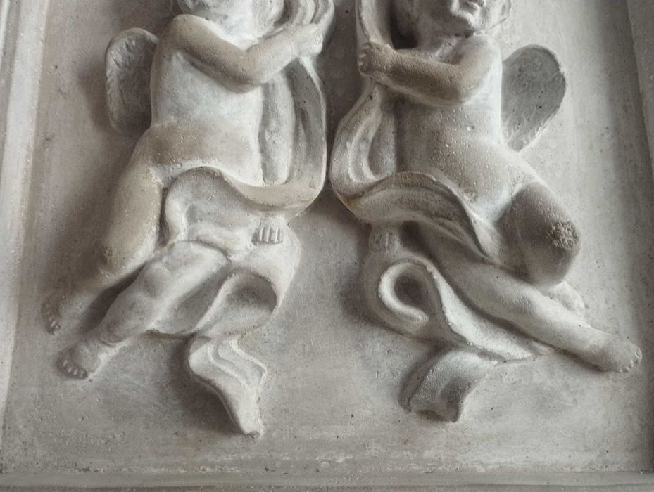 Stary kafel ozdoby z aniołkami