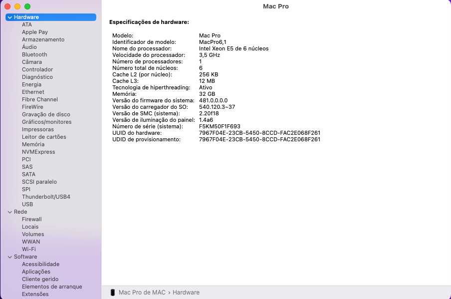 Mac Pro 6,1 finais 2013- 32GB RAM - 1TB SSD-PCI-E