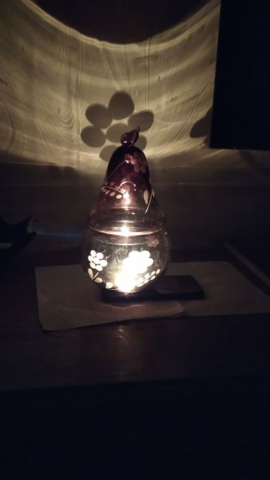 Bursztynowa szklana gruszka kolorowe szkło.