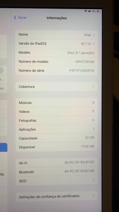 Ipad 5geracao, 32gb wifi