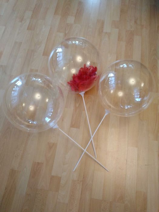 Balon przezroczysty transparentny 45cm z patykiem 10szt