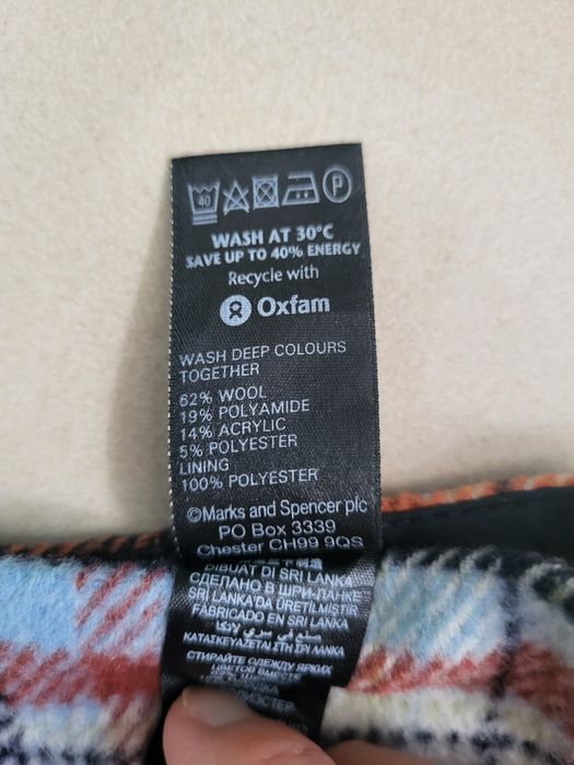 Spódnica wełniana w kratę Marks&Spencer 36 8