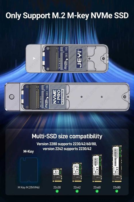 Внешний адаптер JEYI M.2 NVMe 2280 PCIe SSD to USB 3.2 карман