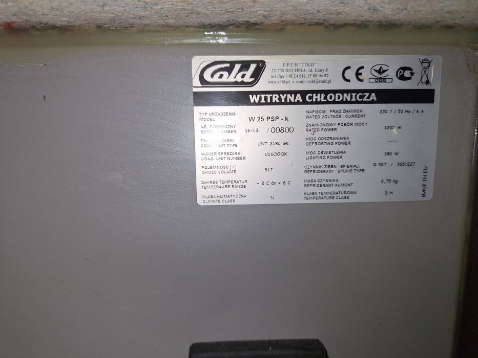 Lada witryna chlodnicza cold 2580 cm