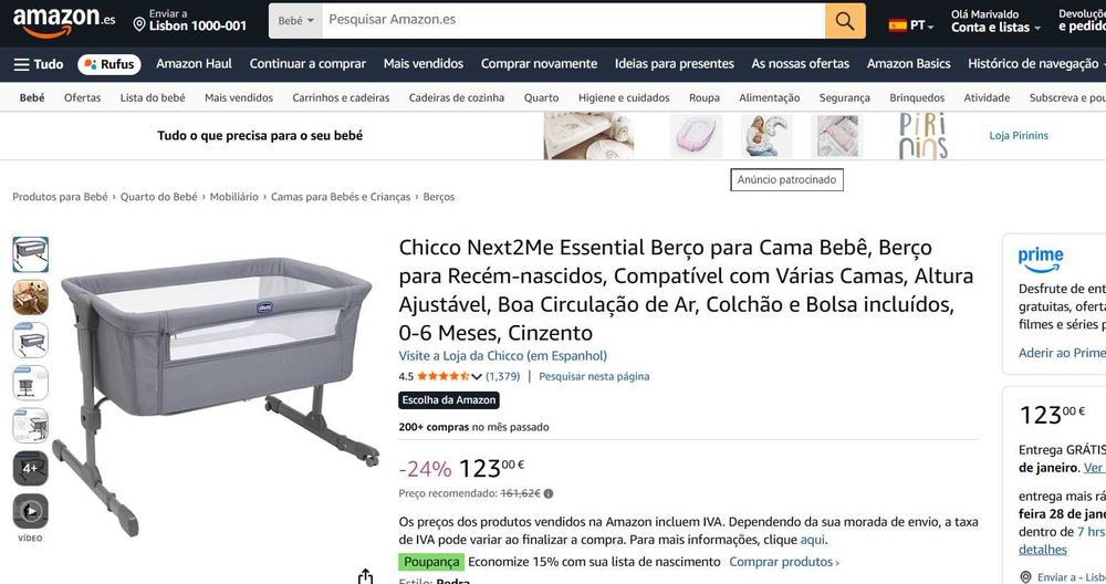 Berço para Cama Bebê Chicco.