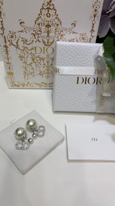 DIOR® Luksusowe srebrne CD® kolczyki ekskluzywna biżuteria