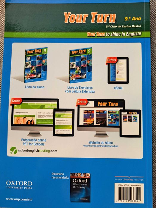 Caderno de exercícios Inglês 9º ano "Your Turn" ISBN 9780194033541