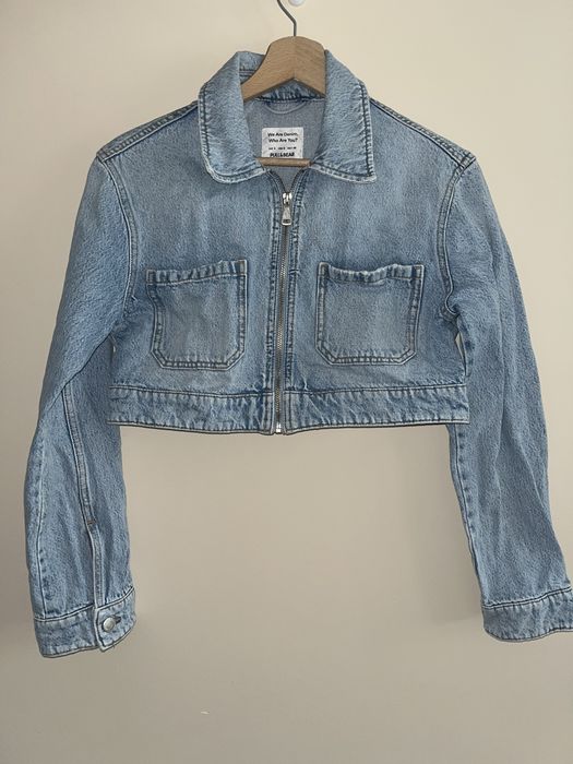 Pull&Bear kurtka damska krótka jeansowa na zamek S
