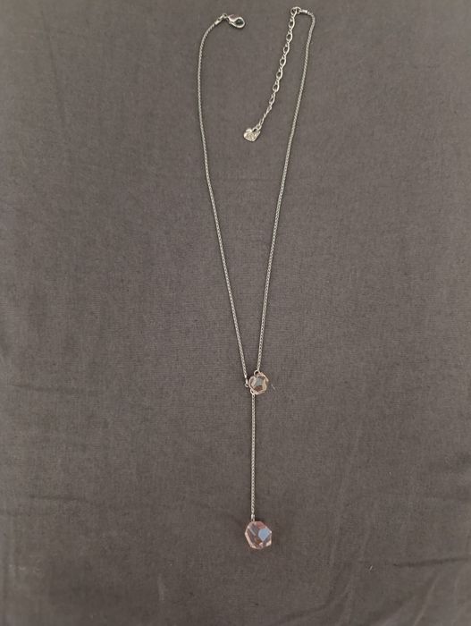 Swarovski naszyjnik srebrny z różowymi kryształami